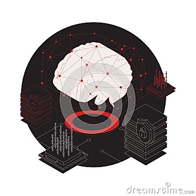 Isometric Cyber Attack Composition Vector Illustration
