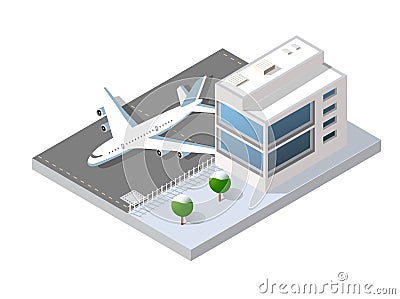 Isometric 3D airstrip Vector Illustration