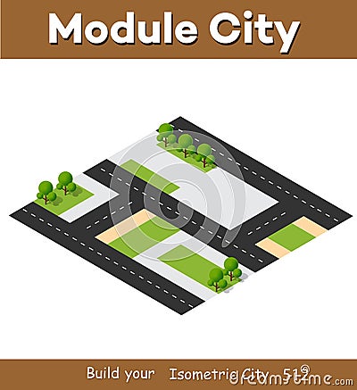 Isometric 3d block module of the district part of the city Vector Illustration