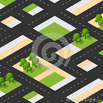 Isometric 3d block module of the district part of the city Vector Illustration