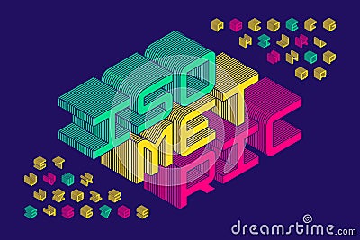 Isometric 3d font design Vector Illustration