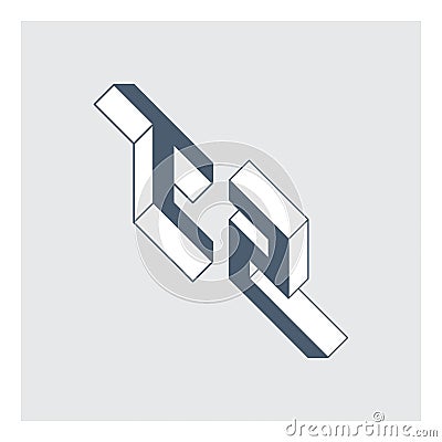 Isometric 3d font for design. Volume alphabet. Original letters. C and number 2. C2 - monogram or logotype Vector Illustration