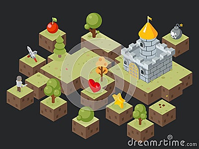 Isometric 3D game play scene vector Vector Illustration