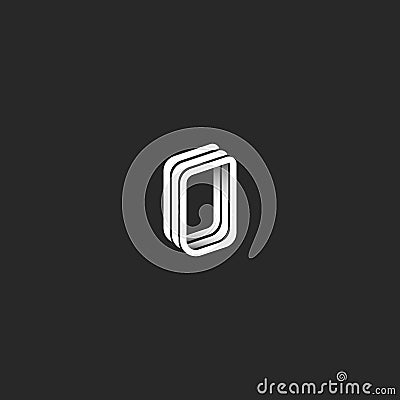 Isometric 3D letter O logo monogram, hipster graphic design emblem for wedding invitation or business card Vector Illustration