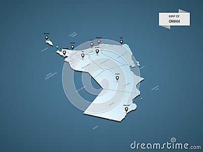 Isometric 3D Oman vector map concept. Vector Illustration