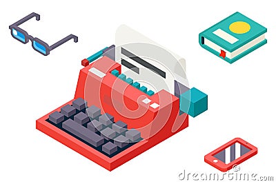 Isometric 3d Retro Vintage Creativity Symbol Vector Illustration