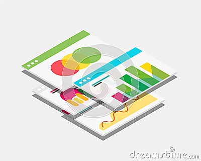 Isometric 3d user interface design Vector Illustration