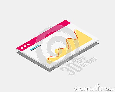 Isometric 3d user interface design Vector Illustration