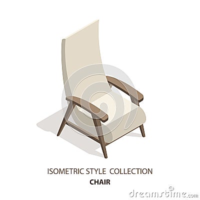 Isometric style 3D vector illustration design interior armchair Vector Illustration