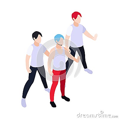 Isometric Dancing Group Icon Vector Illustration