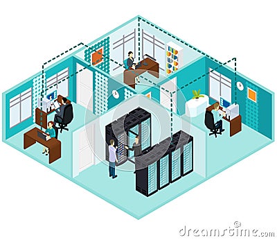 Isometric Datacenter Concept Vector Illustration