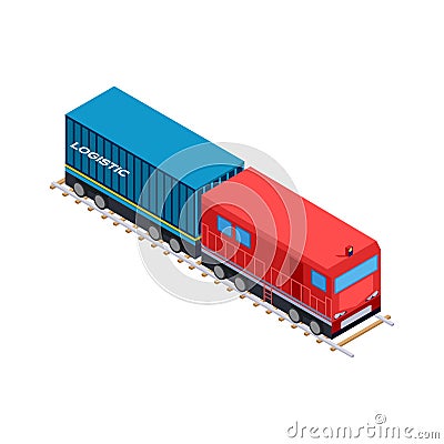 Isometric Delivery Train Vector Illustration