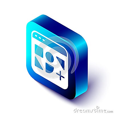 Isometric Different files icon isolated on white background. Blue square button. Vector Vector Illustration