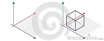Isometric drawing a thirty degreesangle is applied to its sides. The cube opposite. Isometric Grid vector Vector Illustration