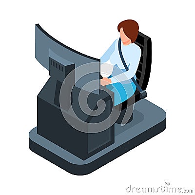 Isometric Driving Simulator Vector Illustration