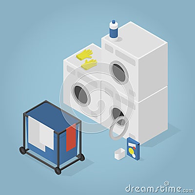 Isometric Dry Cleaning Illustration Vector Illustration
