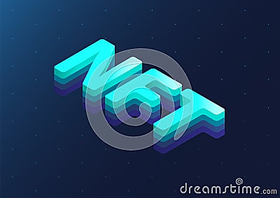 NFT 3d isometric text. Non-fungible token concept as vector illustration on dark blue background Vector Illustration