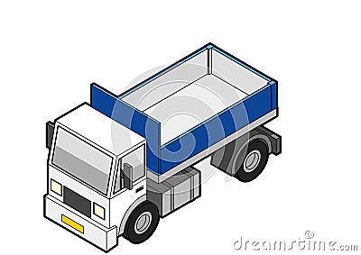 Isometric Dumper Truck Cartoon Illustration