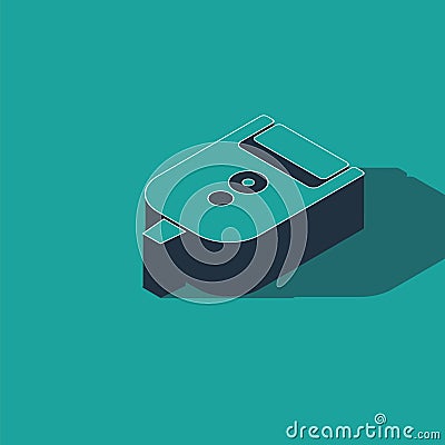 Isometric Electric razor blade for men icon isolated on green background. Electric shaver. Vector Vector Illustration