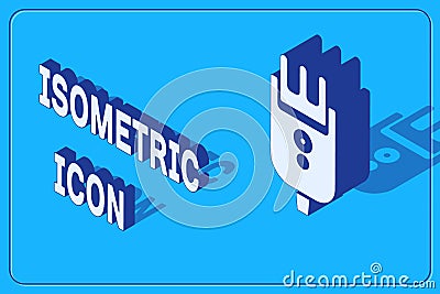 Isometric Electrical hair clipper or shaver icon isolated on blue background. Barbershop symbol. Vector Illustration Vector Illustration