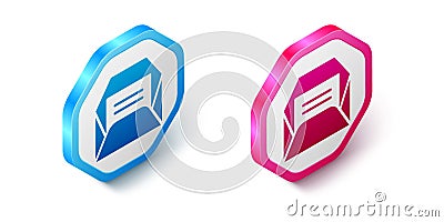 Isometric Envelope icon isolated on white background. Received message concept. New, email incoming message, sms. Mail Vector Illustration