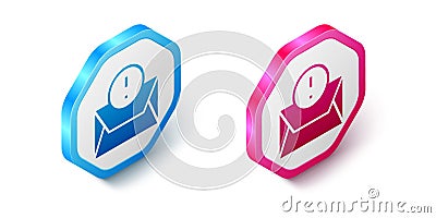 Isometric Envelope icon isolated on white background. Received message concept. New, email incoming message, sms. Mail Vector Illustration