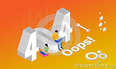 Isometric error 404 page layout vector design. The page you requested could not be found. Website 404 page creative Vector Illustration