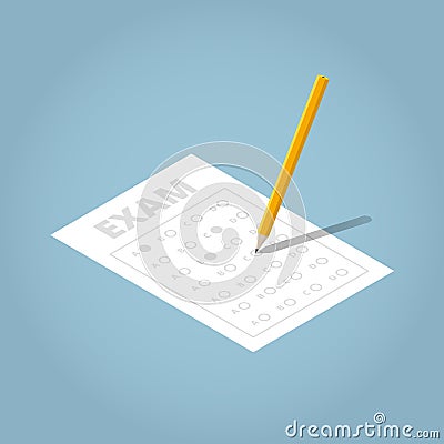 Isometric Exam Sheet Illustation Vector Illustration