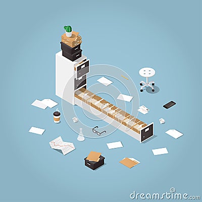 Isometric file storage illustration Vector Illustration