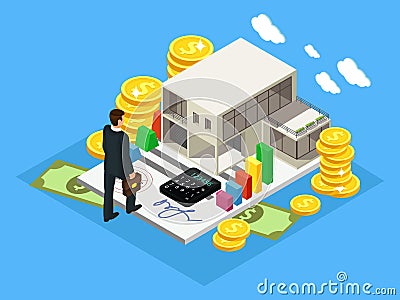 Isometric Finance And Investment Concept Vector Illustration