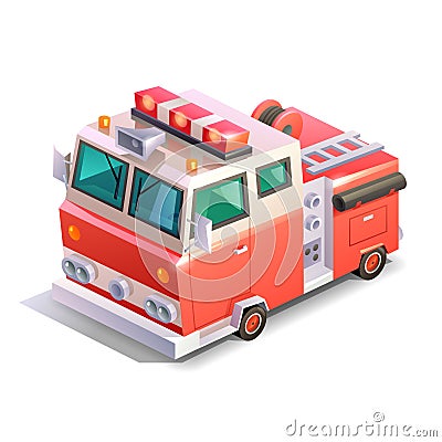 Isometric fire truck Vector Illustration