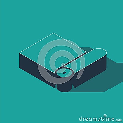 Isometric Fitness mat roll icon isolated on green background. Yoga mat rolled. Sport equipment. Vector Vector Illustration