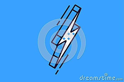 Isometric flash sign isolated on blue background Vector Illustration