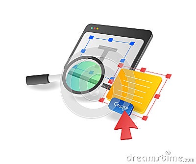 Concept illustration creative idea create web application layout on monitor Cartoon Illustration