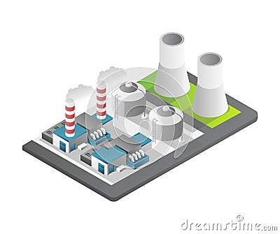 3d concept illustration of oil and gas industry big factory view Cartoon Illustration