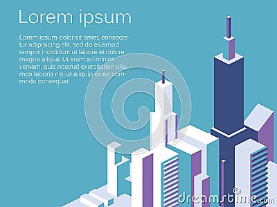 Isometric flat 3D isolated concept city three-dimensional summer town quarter. Stock Photo