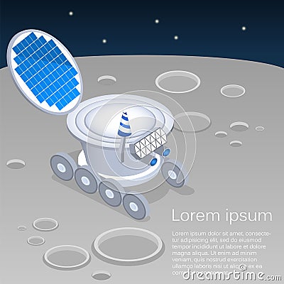 Isometric flat 3D isolated concept vector lunar rover Vector Illustration