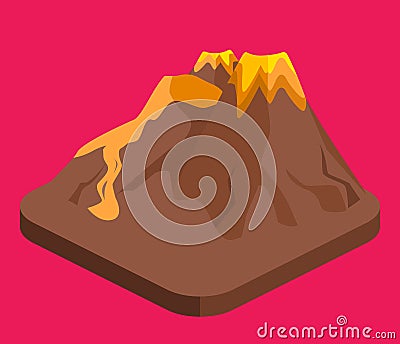 Isometric flat 3D isolated vector volcano Stock Photo