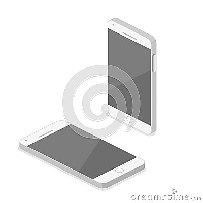 Isometric flat 3D isolated white Smartphones. Stock Photo