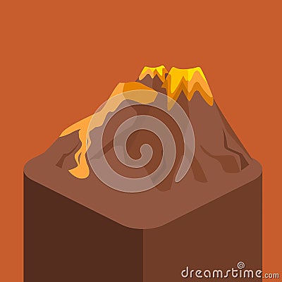 Isometric flat 3D volcano magma nature blowing up Stock Photo