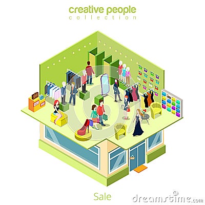 Isometric flat Shop Sale boutique vector 3d Vector Illustration