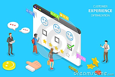 Isometric flat vector concept of customer experience optimization, crm Vector Illustration