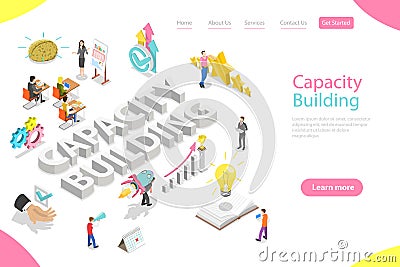 Isometric flat vector landing page template of capacity building. Vector Illustration