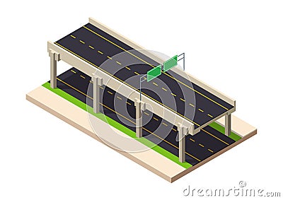isometric flyover highway Vector Illustration