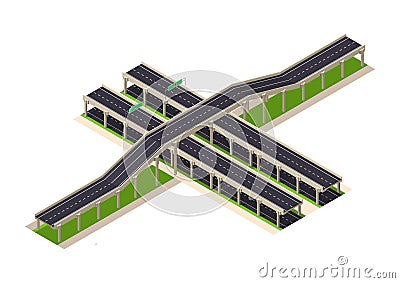 isometric flyover highway Vector Illustration