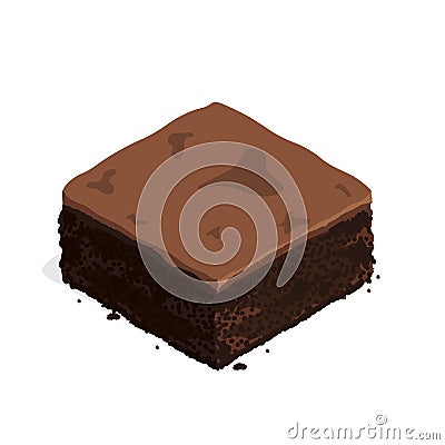 Isometric brownie chocolate cake vector Vector Illustration