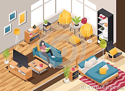 Isometric furniture composition Vector Illustration