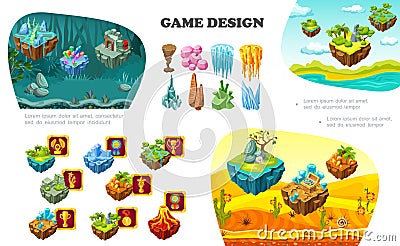 Isometric Game Design Elements Composition Vector Illustration