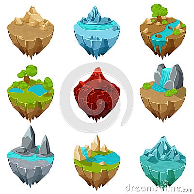 Isometric game islands vector Vector Illustration