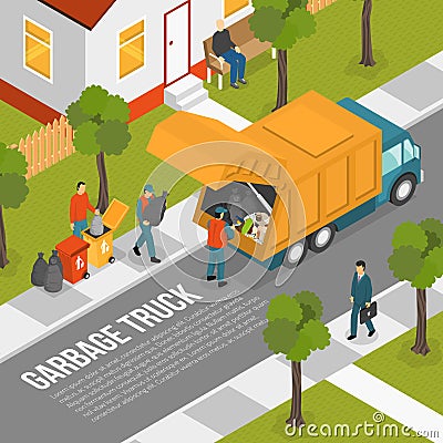 Isometric Garbage Recycling Composition Vector Illustration